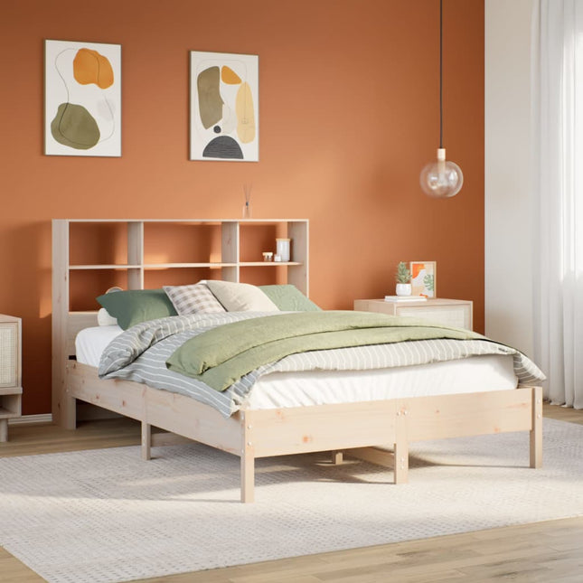 Bed met boekenkast zonder matras massief grenenhout 160x200 cm