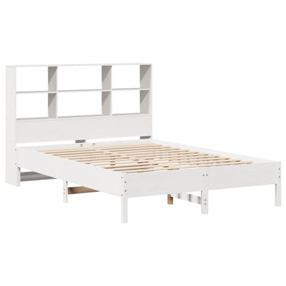 Bed met boekenkast zonder matras grenenhout wit 160x200 cm