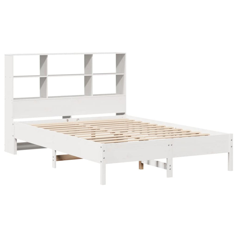 Bed met boekenkast zonder matras grenenhout wit 160x200 cm