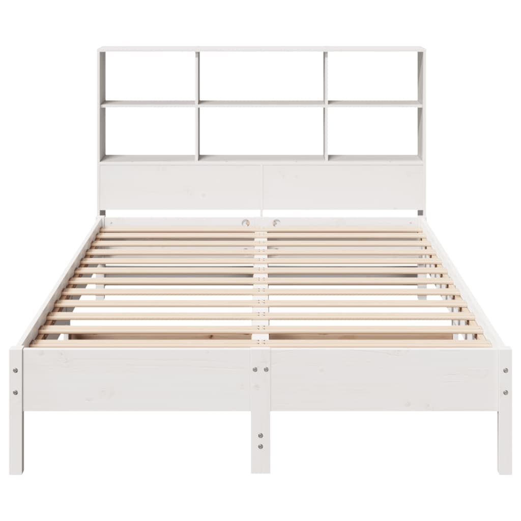 Bed met boekenkast zonder matras grenenhout wit 160x200 cm