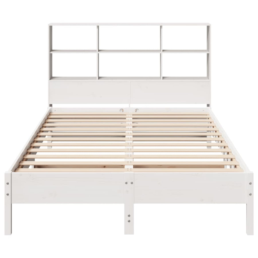 Bed met boekenkast zonder matras grenenhout wit 160x200 cm