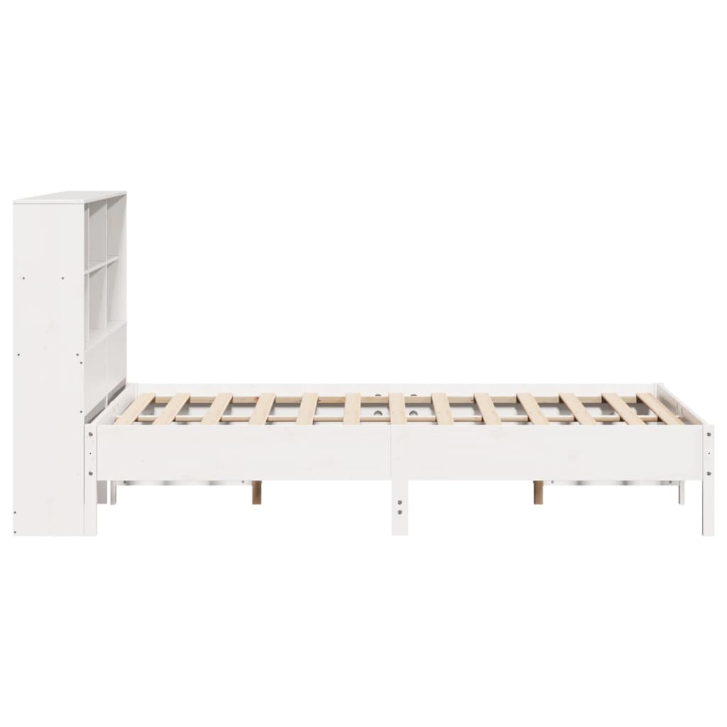 Bed met boekenkast zonder matras grenenhout wit 160x200 cm