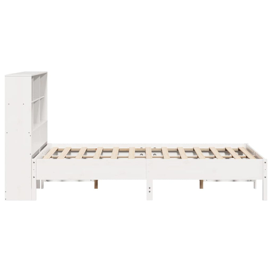 Bed met boekenkast zonder matras grenenhout wit 160x200 cm