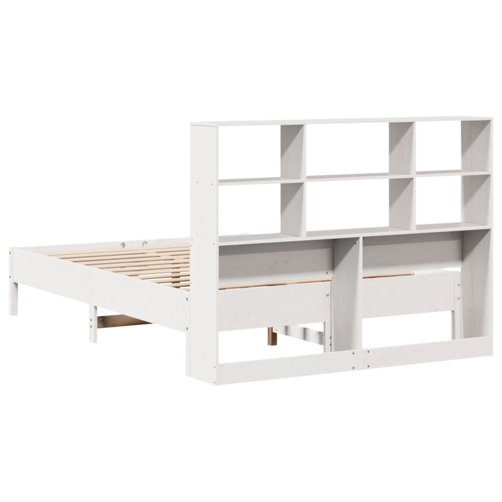 Bed met boekenkast zonder matras grenenhout wit 160x200 cm