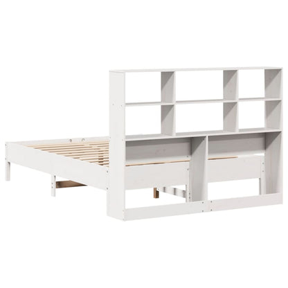 Bed met boekenkast zonder matras grenenhout wit 160x200 cm