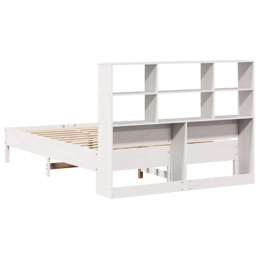 Bed met boekenkast zonder matras grenenhout wit 160x200 cm
