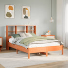 Bed met boekenkast zonder matras grenenhout wasbruin 160x200 cm