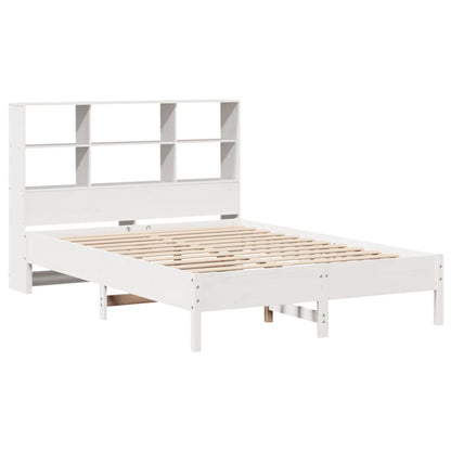 Bed met boekenkast zonder matras grenenhout wit 140x200 cm