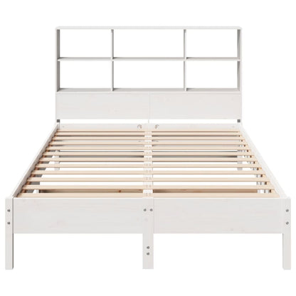Bed met boekenkast zonder matras grenenhout wit 140x200 cm