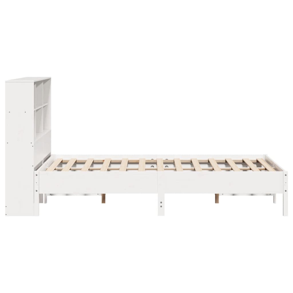 Bed met boekenkast zonder matras grenenhout wit 140x200 cm