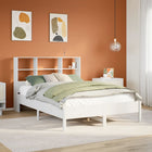 Bed met boekenkast zonder matras grenenhout wit 140x200 cm