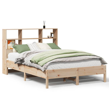 Bed met boekenkast zonder matras massief grenenhout 140x190 cm