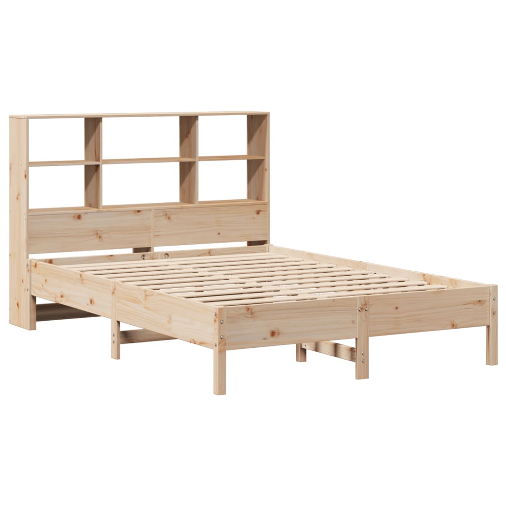 Bed met boekenkast zonder matras massief grenenhout 140x190 cm