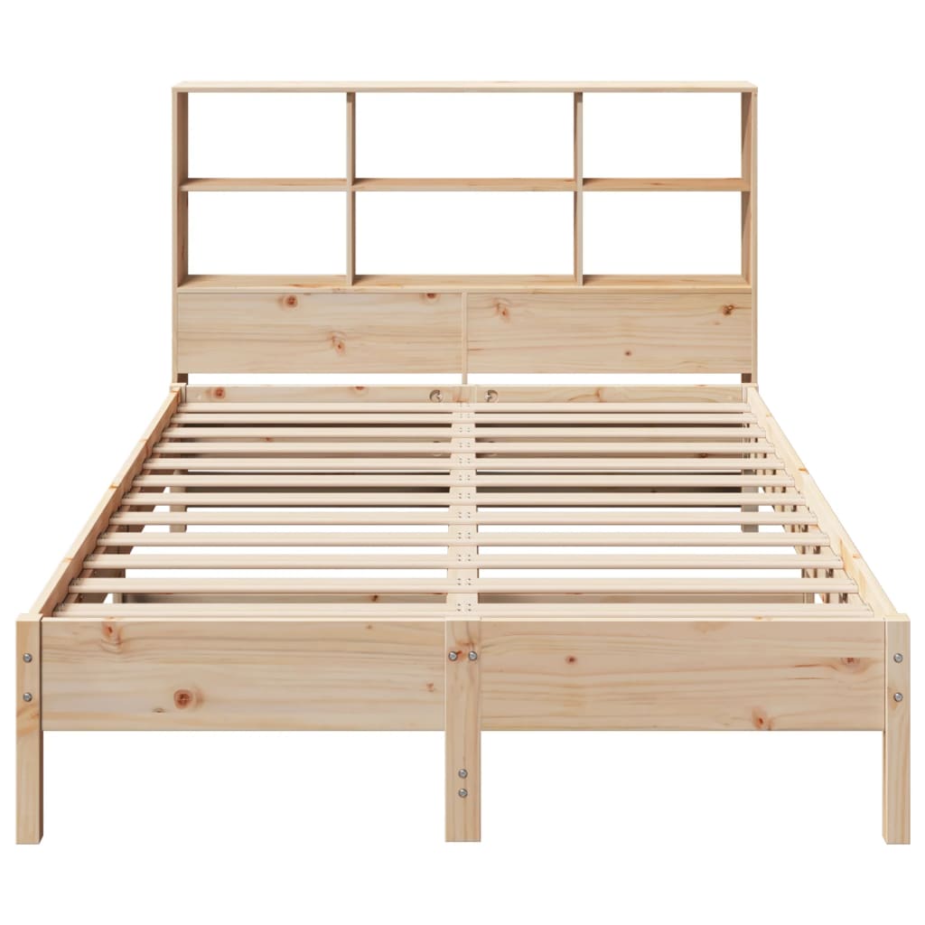 Bed met boekenkast zonder matras massief grenenhout 140x190 cm