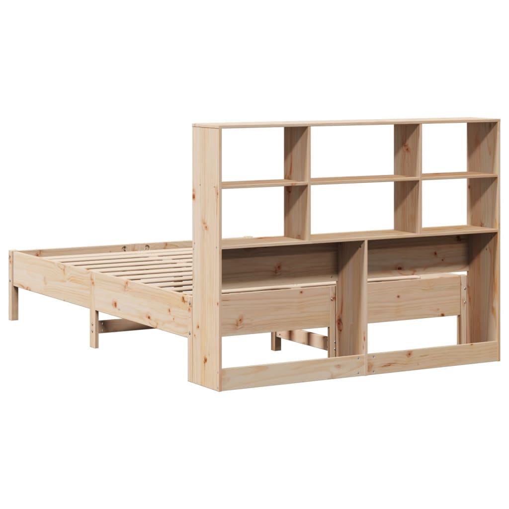 Bed met boekenkast zonder matras massief grenenhout 120x190 cm