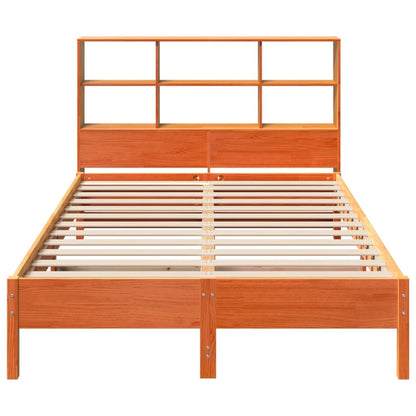 Bed met boekenkast zonder matras grenenhout wasbruin 120x190 cm