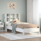 Bed met boekenkast zonder matras grenenhout wit 75x190 cm