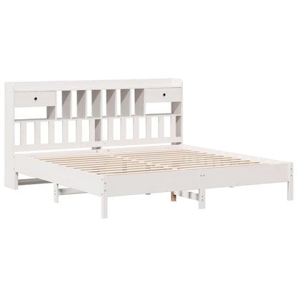 Bed met boekenkast zonder matras grenenhout wit 180x200 cm