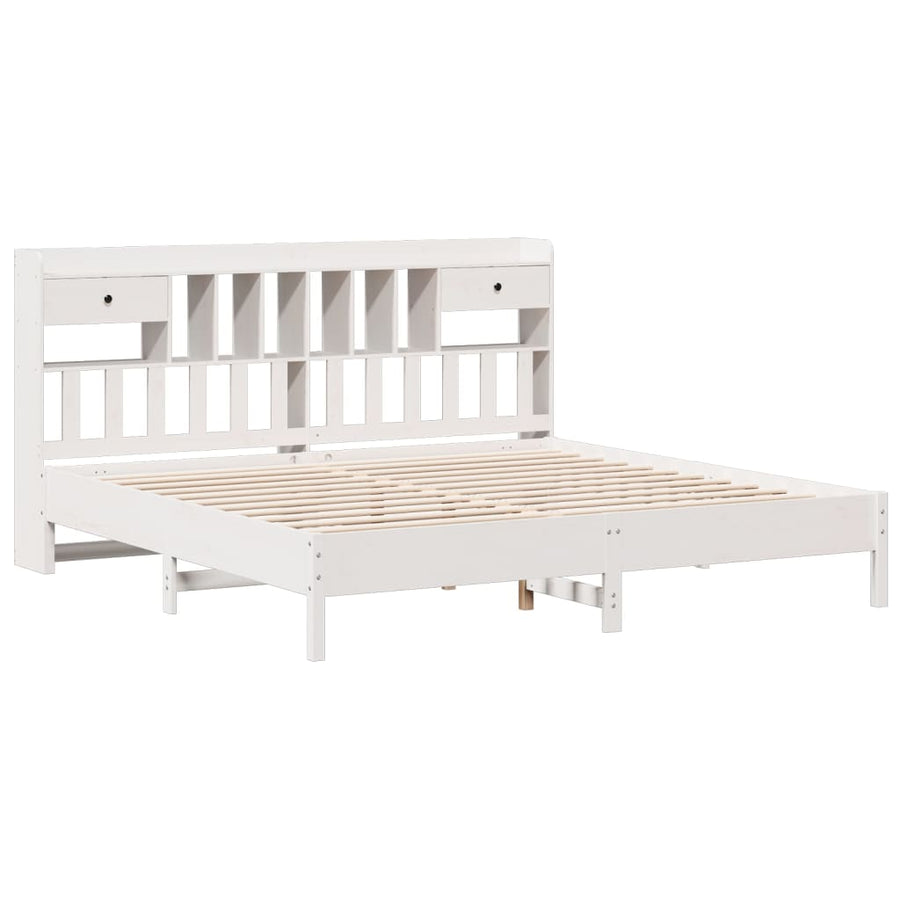 Bed met boekenkast zonder matras grenenhout wit 180x200 cm