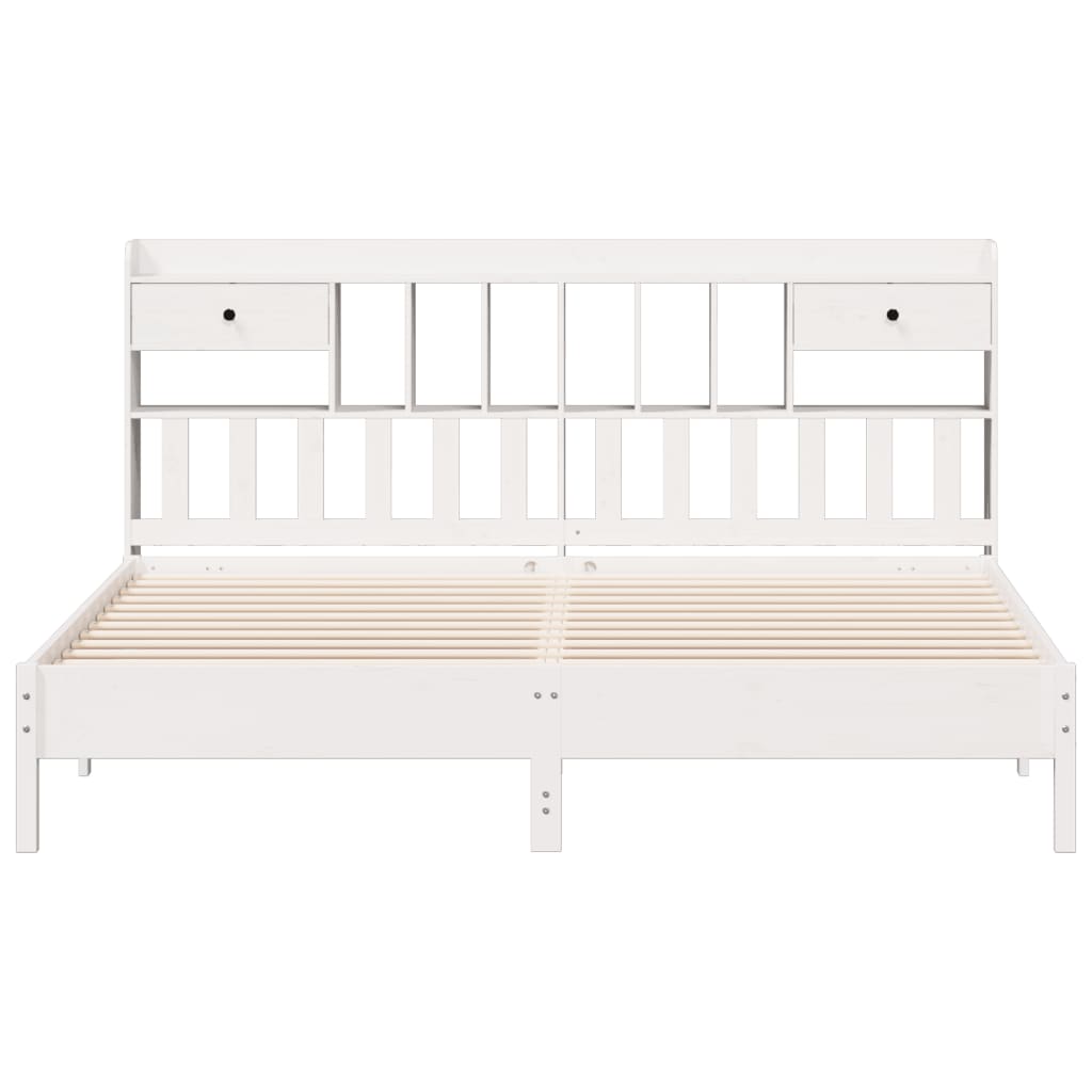Bed met boekenkast zonder matras grenenhout wit 180x200 cm