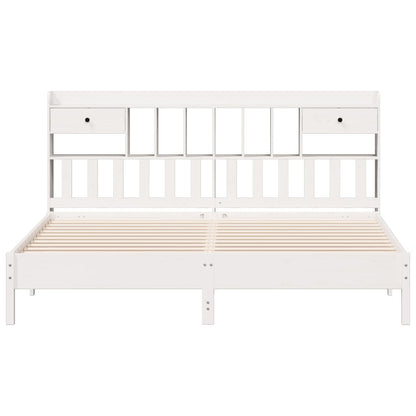 Bed met boekenkast zonder matras grenenhout wit 180x200 cm