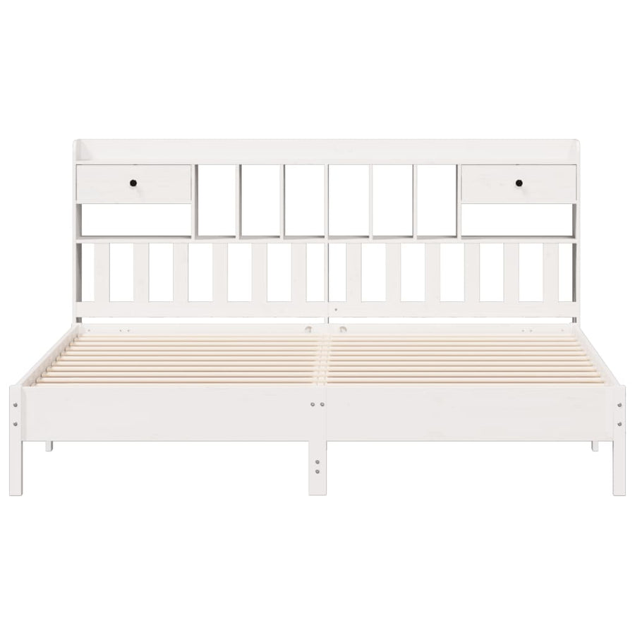 Bed met boekenkast zonder matras grenenhout wit 180x200 cm