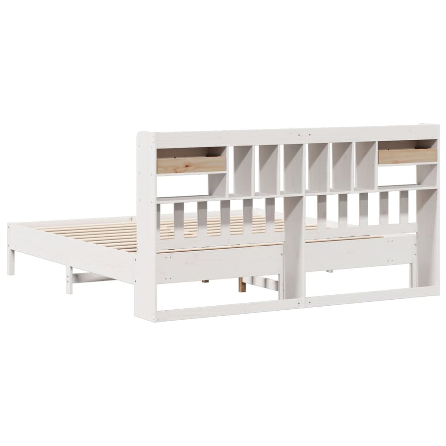 Bed met boekenkast zonder matras grenenhout wit 180x200 cm