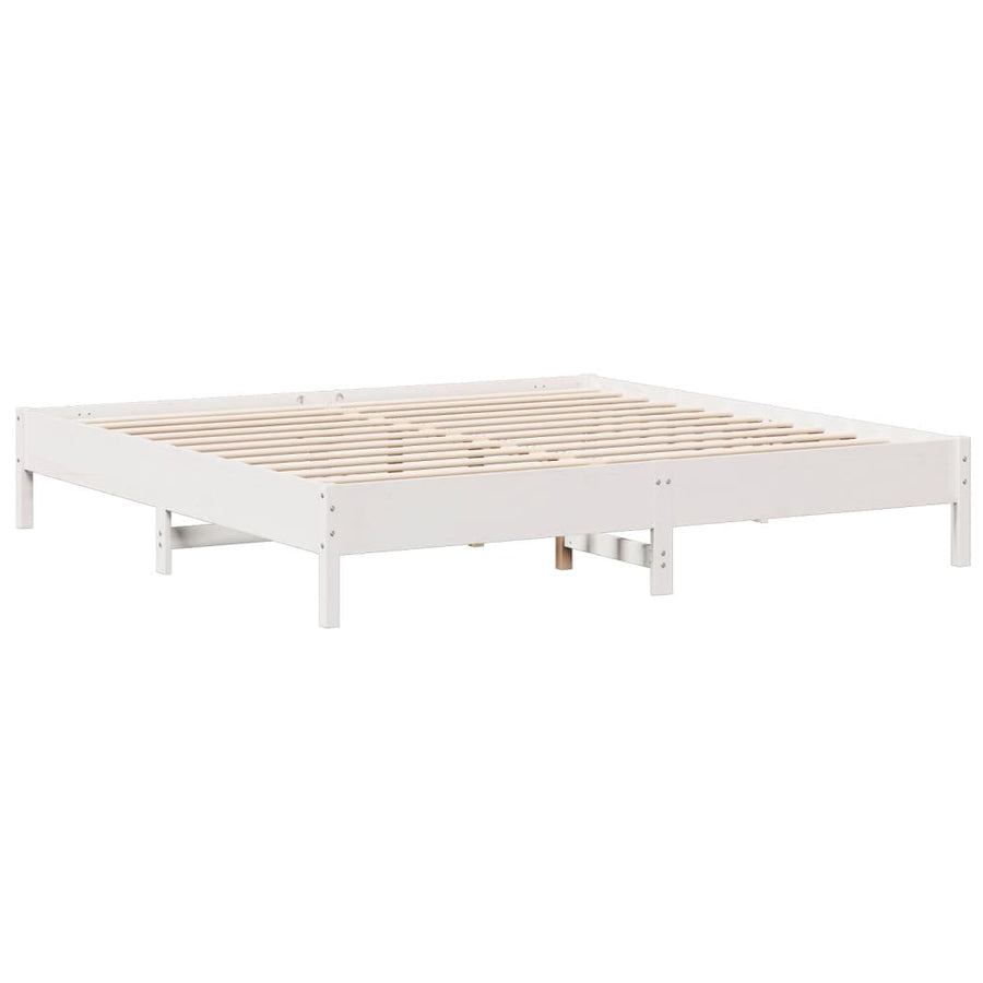 Bed met boekenkast zonder matras grenenhout wit 180x200 cm