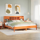 Bed met boekenkast zonder matras grenenhout wasbruin 180x200 cm