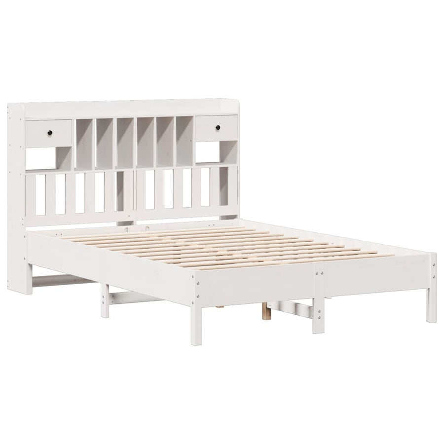 Bed met boekenkast zonder matras grenenhout wit 160x200 cm