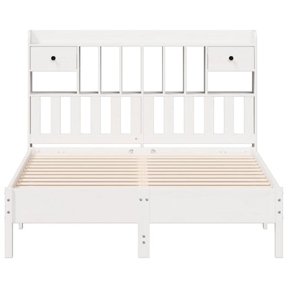 Bed met boekenkast zonder matras grenenhout wit 160x200 cm