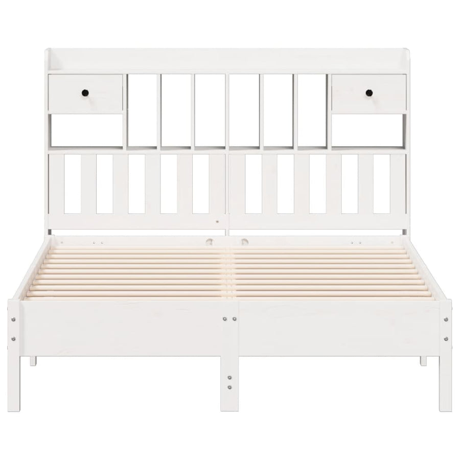 Bed met boekenkast zonder matras grenenhout wit 160x200 cm