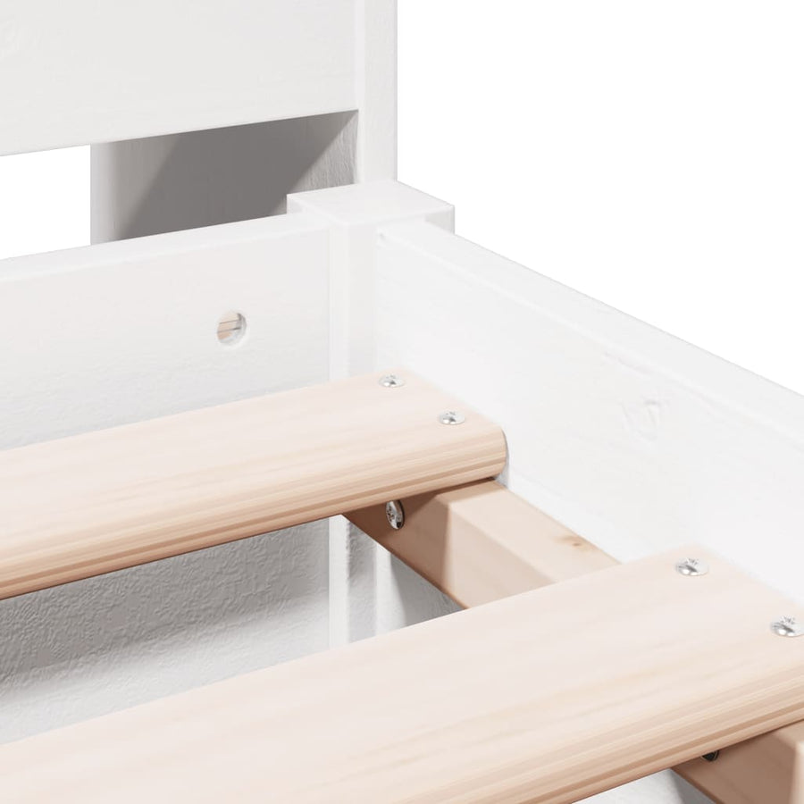 Bed met boekenkast zonder matras grenenhout wit 160x200 cm