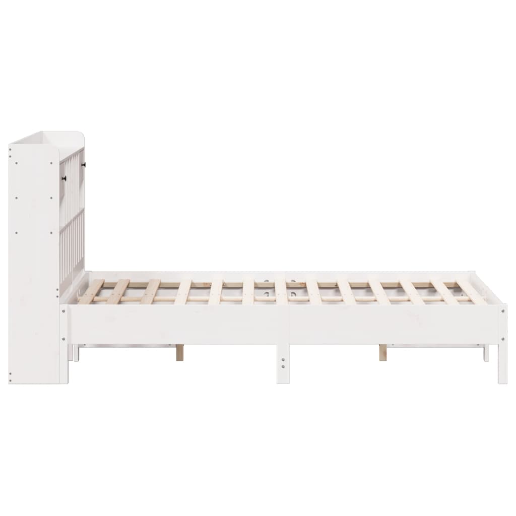 Bed met boekenkast zonder matras grenenhout wit 150x200 cm