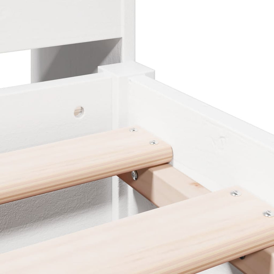 Bed met boekenkast zonder matras grenenhout wit 150x200 cm
