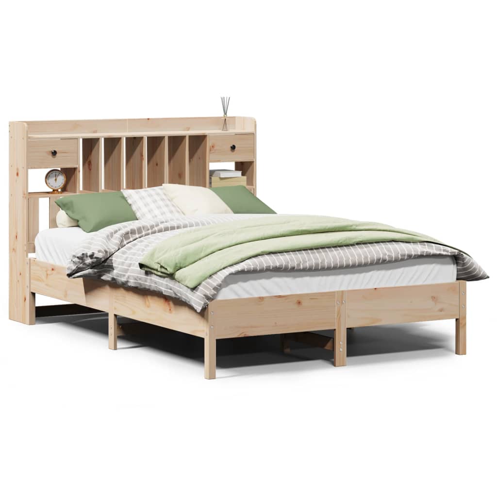 Bed met boekenkast zonder matras massief grenenhout 140x200 cm
