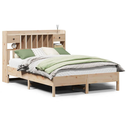Bed met boekenkast zonder matras massief grenenhout 140x200 cm