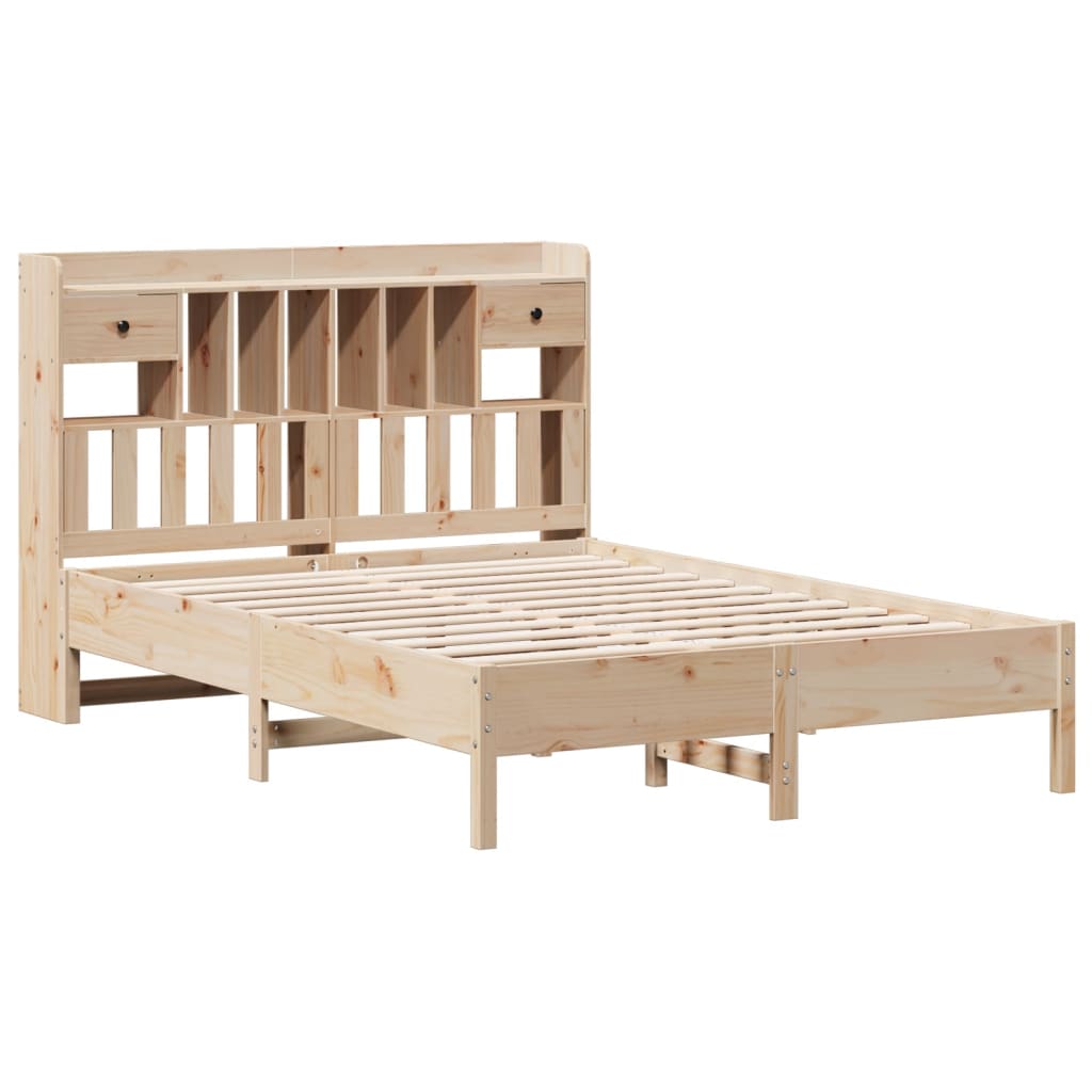 Bed met boekenkast zonder matras massief grenenhout 140x200 cm
