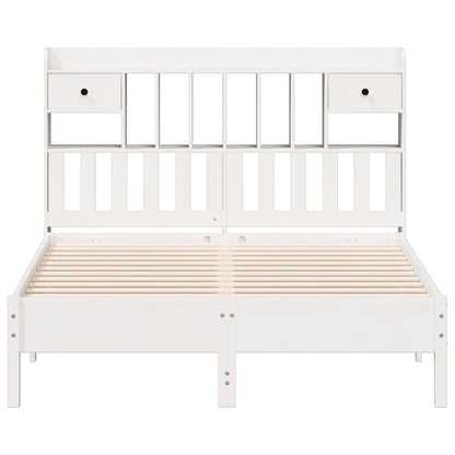 Bed met boekenkast zonder matras grenenhout wit 140x200 cm