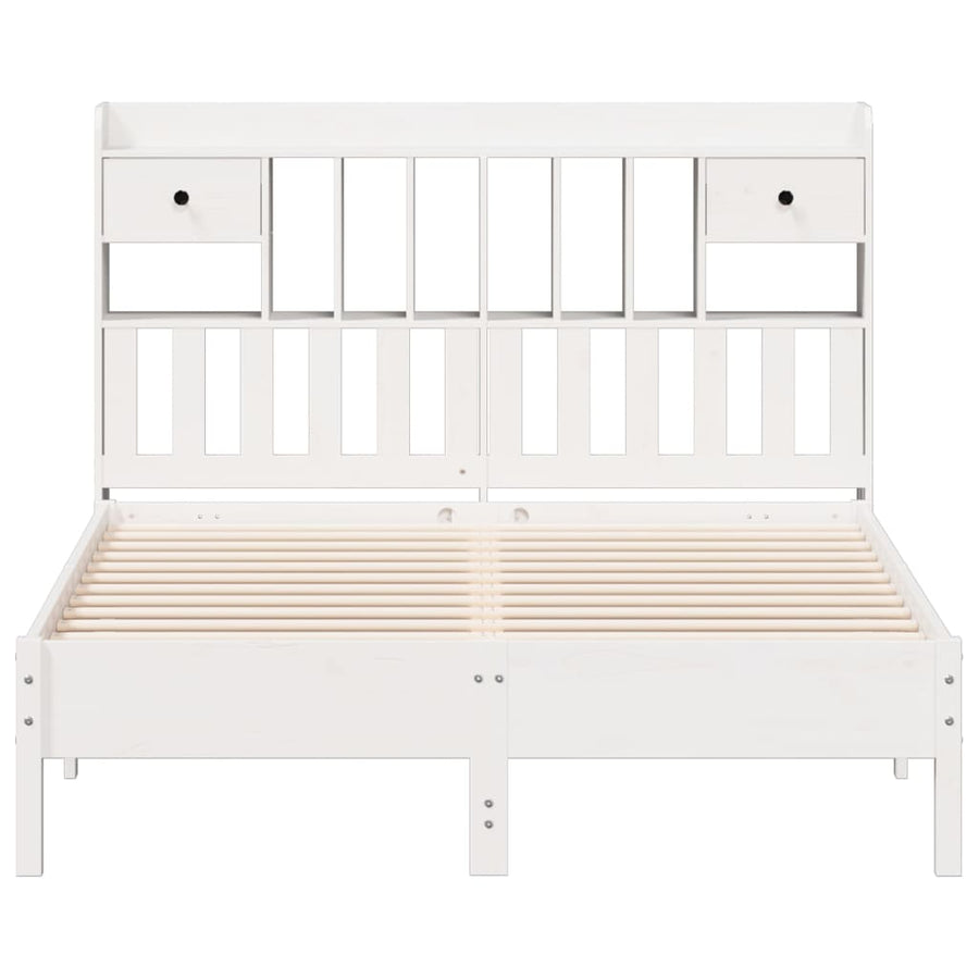 Bed met boekenkast zonder matras grenenhout wit 140x200 cm