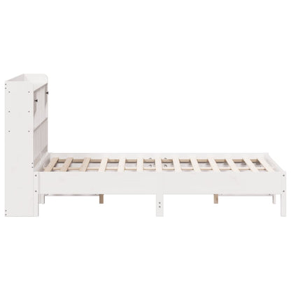 Bed met boekenkast zonder matras grenenhout wit 140x200 cm