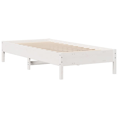 Bed met boekenkast zonder matras grenenhout wit 90x200 cm