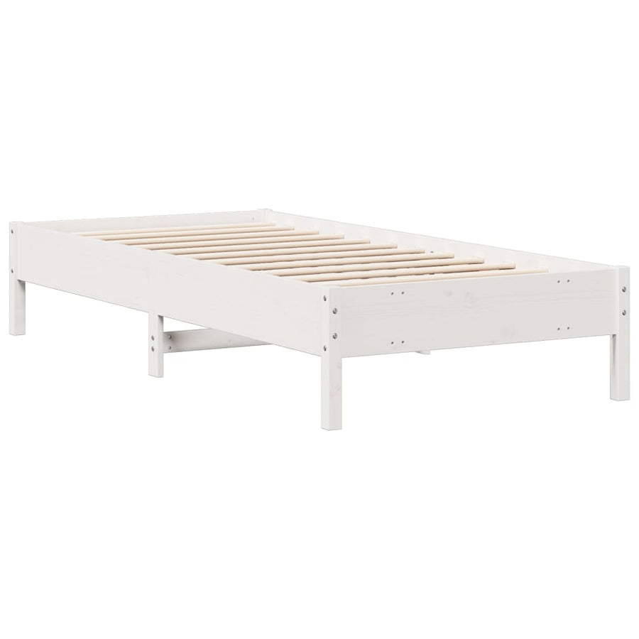 Bed met boekenkast zonder matras grenenhout wit 90x200 cm