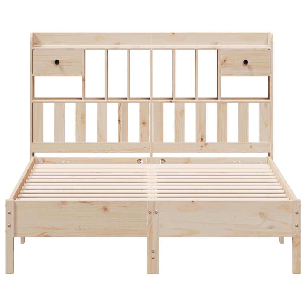 Bed met boekenkast zonder matras massief grenenhout 140x190 cm