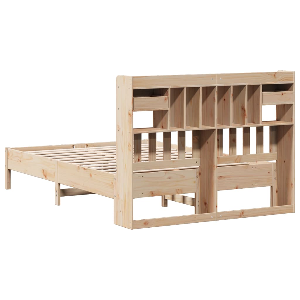 Bed met boekenkast zonder matras massief grenenhout 140x190 cm