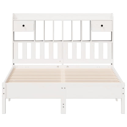Bed met boekenkast zonder matras grenenhout wit 140x190 cm