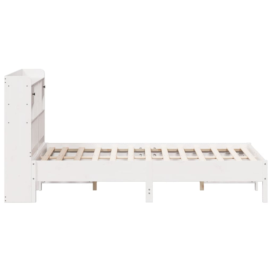 Bed met boekenkast zonder matras grenenhout wit 140x190 cm