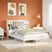 Bed 140x190 cm grenenhout wit met boekenkast