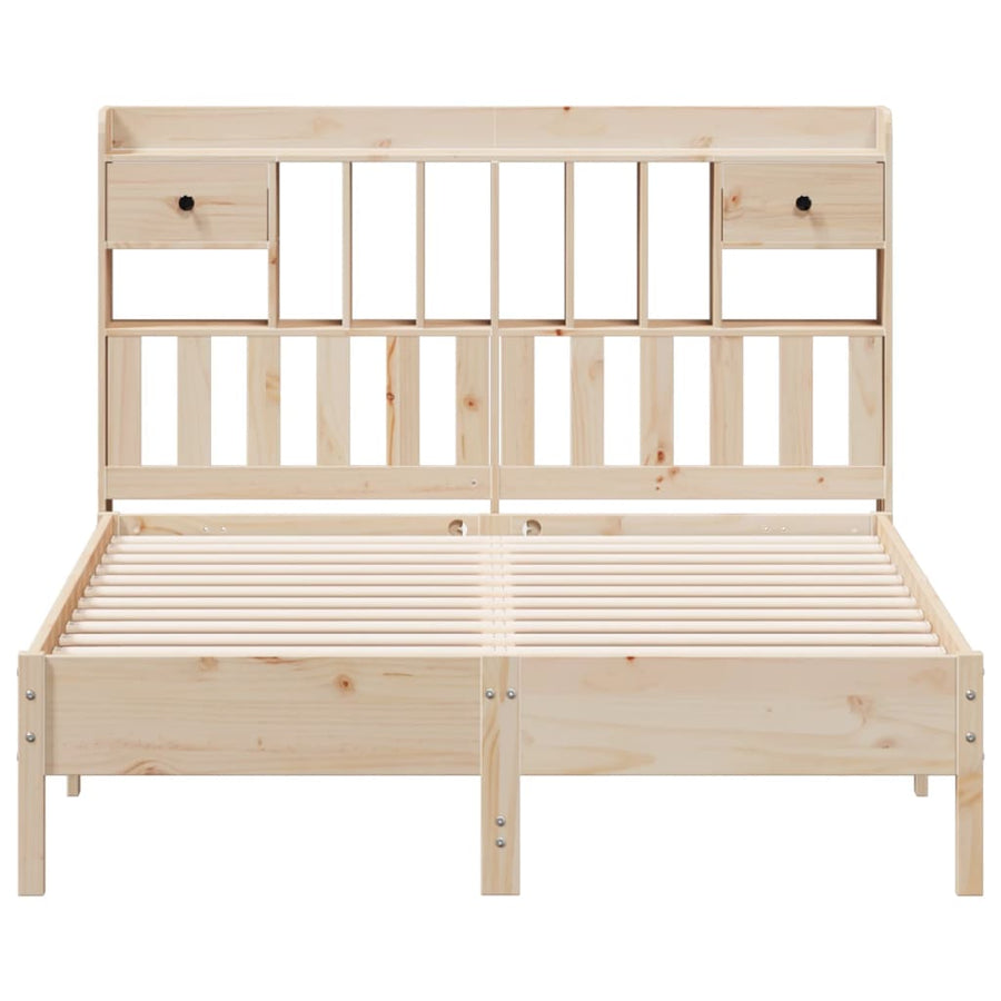 Bed met boekenkast zonder matras massief grenenhout 135x190 cm