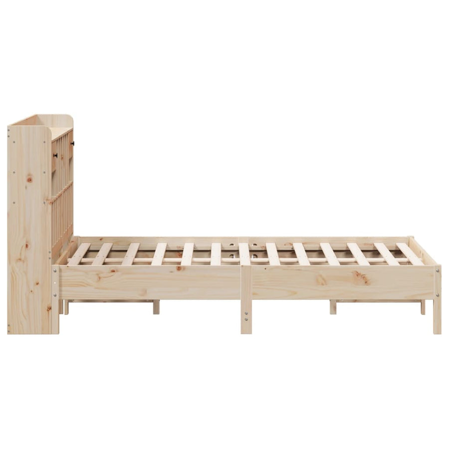 Bed met boekenkast zonder matras massief grenenhout 135x190 cm